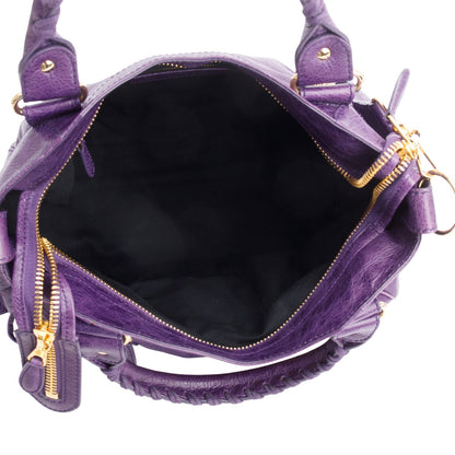 Balenciaga Purple Distressed Arena Leather Giant 21 City Bag