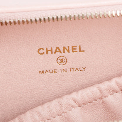 Chanel Pink Quilted Glazed Calfskin Leather Mini Double Zip CC Vanity Case