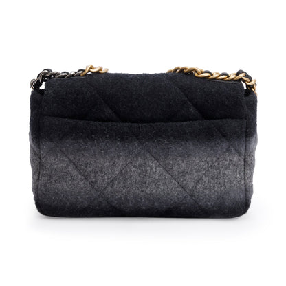 Chanel 2021 Black & Grey Wool Medium 19 Flap Bag