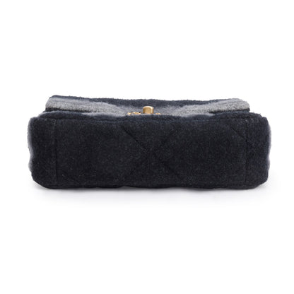 Chanel 2021 Black & Grey Wool Medium 19 Flap Bag
