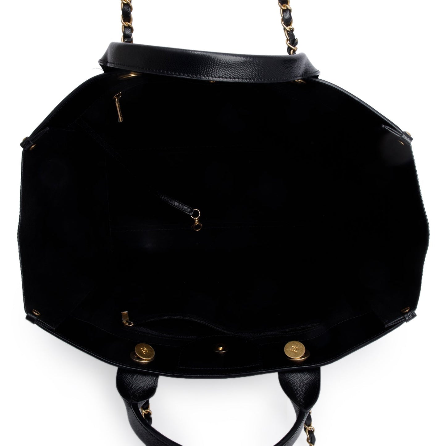 Chanel Black Caviar Leather Medium Studded Deauville Tote
