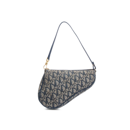 Christian Dior Navy Diorissimo Saddle Pochette