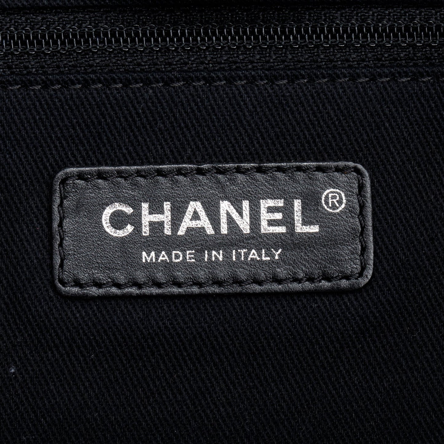 Chanel Grey Canvas Black Calfskin Leather Trim Medium Deauville Shopping Tote