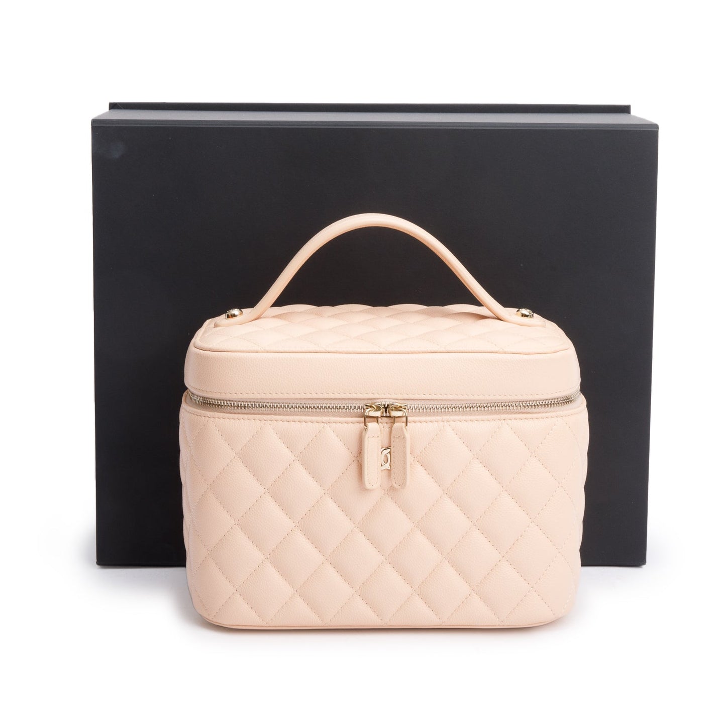 Chanel 2023 Beige Quilted Caviar Leather Large Vanity Top Handle