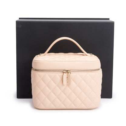 Chanel 2023 Beige Quilted Caviar Leather Large Vanity Top Handle