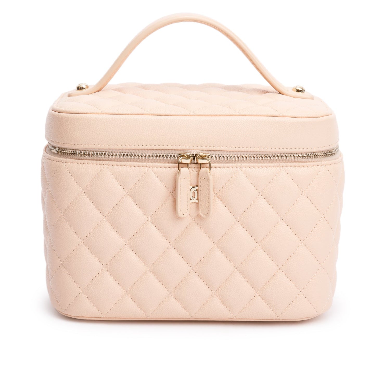 Chanel 2023 Beige Quilted Caviar Leather Large Vanity Top Handle