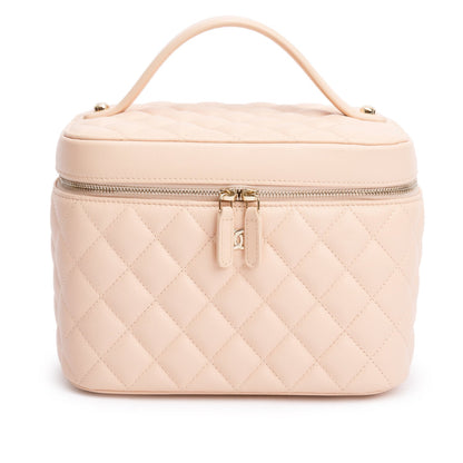 Chanel 2023 Beige Quilted Caviar Leather Large Vanity Top Handle