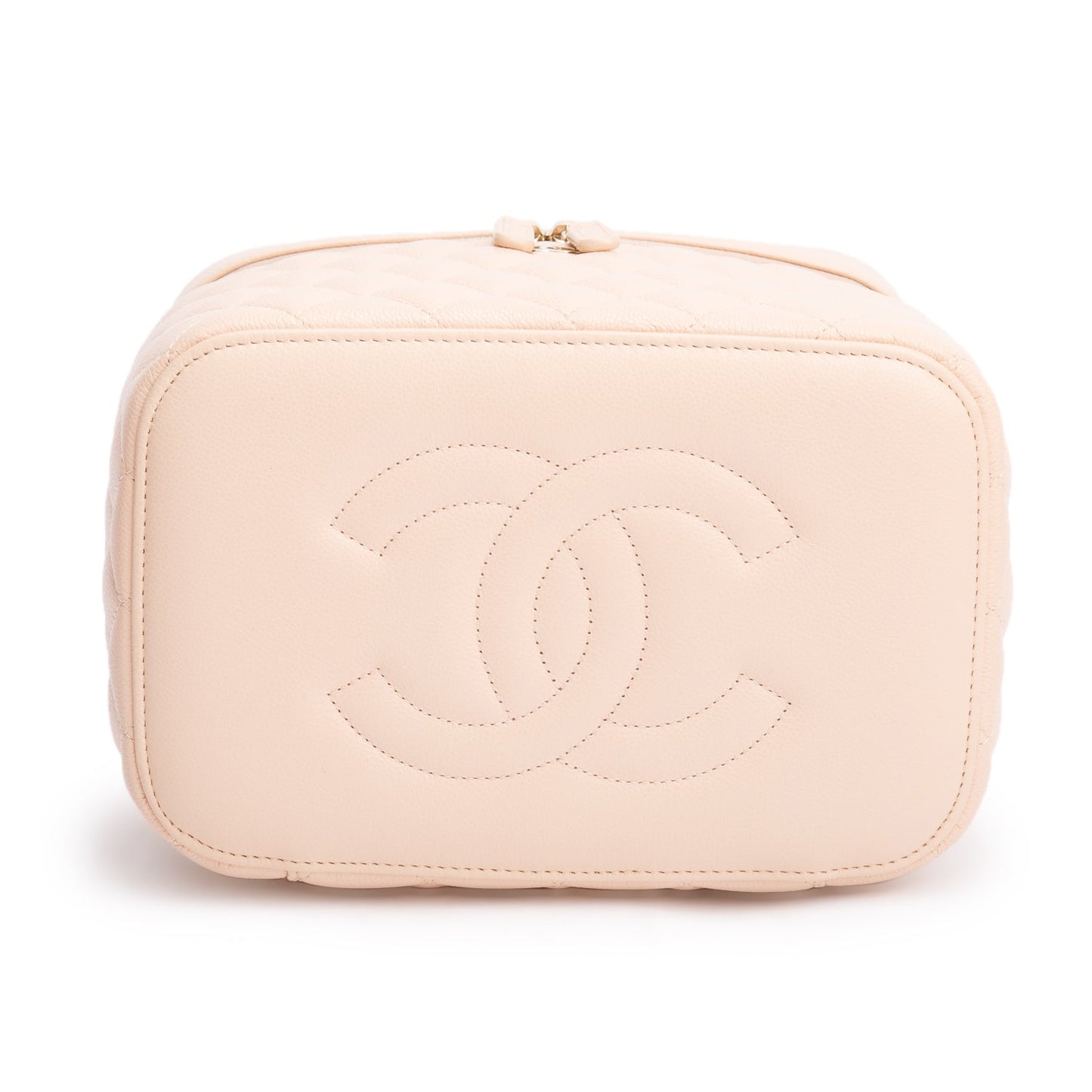 Chanel 2023 Beige Quilted Caviar Leather Large Vanity Top Handle