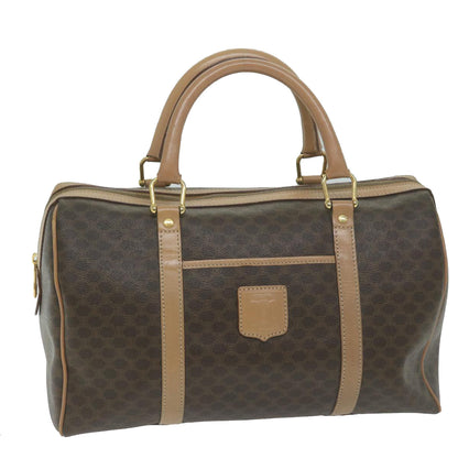 Luxury CELINE Macadam Canvas Boston Bag PVC Brown  63609