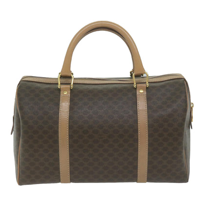 Luxury CELINE Macadam Canvas Boston Bag PVC Brown  63609