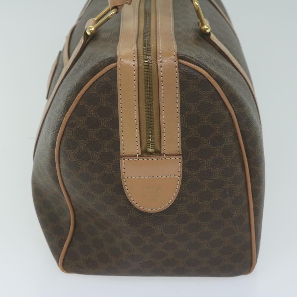 Luxury CELINE Macadam Canvas Boston Bag PVC Brown  63609