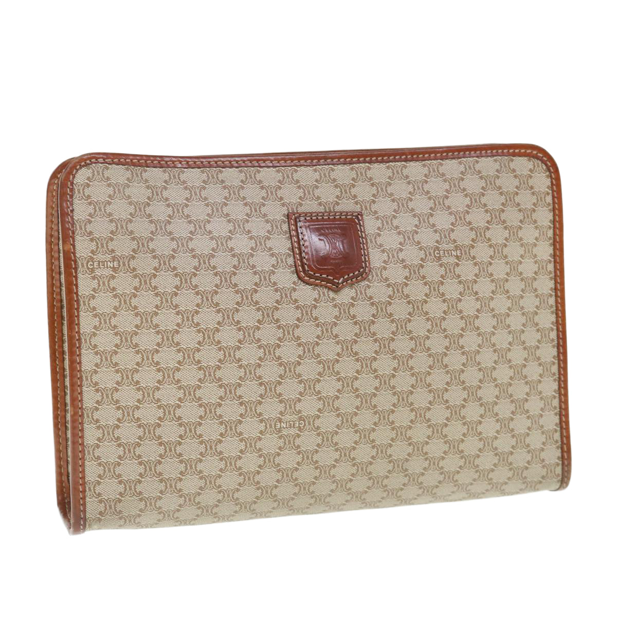 Luxury CELINE Macadam Canvas Clutch Bag Beige  63618