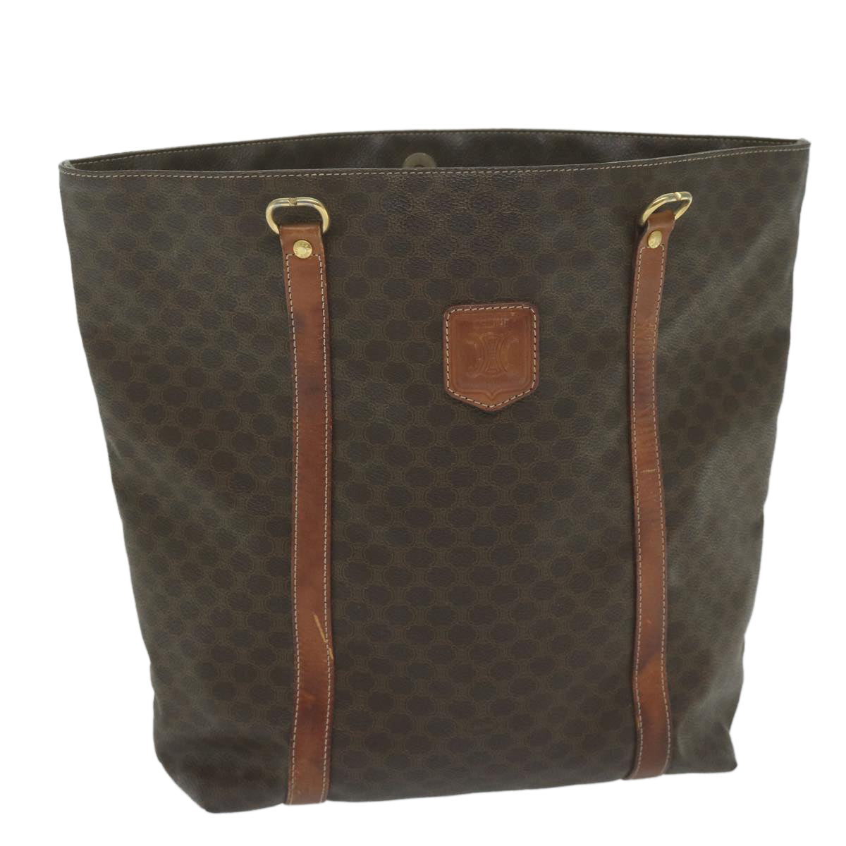 Luxury CELINE Macadam Canvas Tote Bag PVC Leather Brown  63637