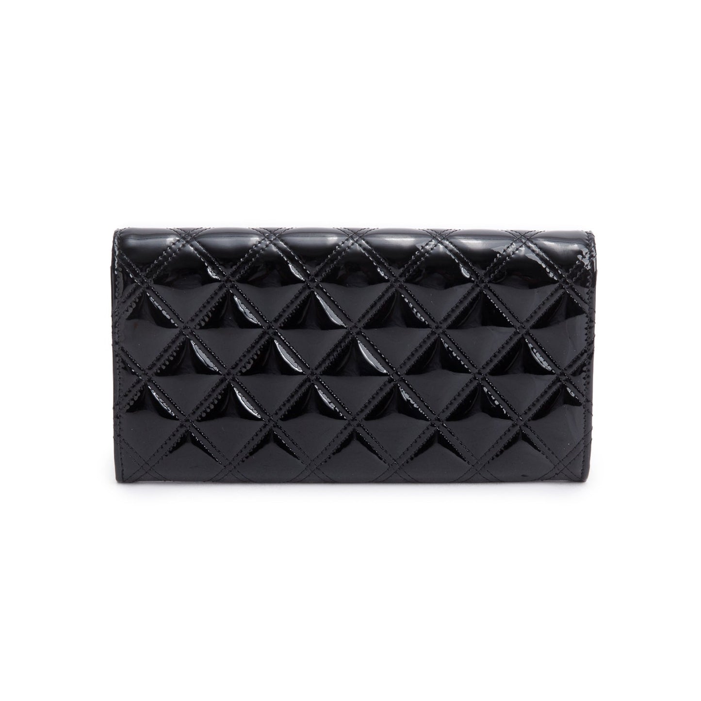 Chanel Black Quilted Patent Leather Brilliant Continental Long Flap Wallet