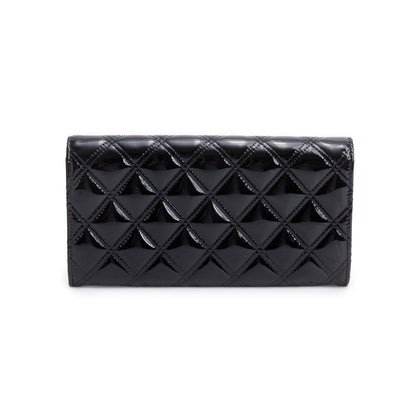Chanel Black Quilted Patent Leather Brilliant Continental Long Flap Wallet