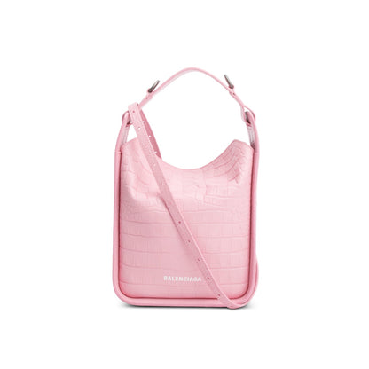 Balenciaga Pink Croc-Embossed Leather Tool 2.0 Small N/S Tote