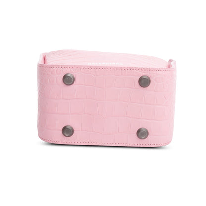 Balenciaga Pink Croc-Embossed Leather Tool 2.0 Small N/S Tote