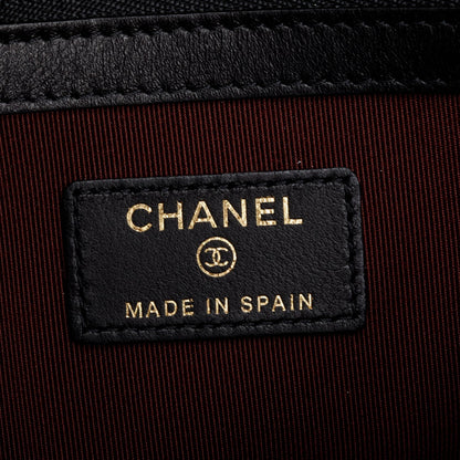 Chanel Black Quilted Lambskin Leather Medium O-Case Clutch w /Authenticity Card