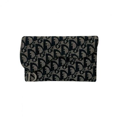 Dior Long Wallet Purse Canvas, Leather black Trotter Pattern Women