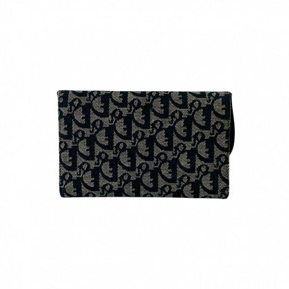Dior Long Wallet Purse Canvas, Leather black Trotter Pattern Women