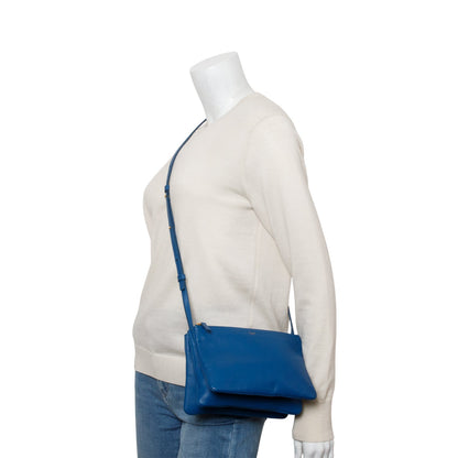 Celine Blue Lambskin Small Trio Crossbody Bag