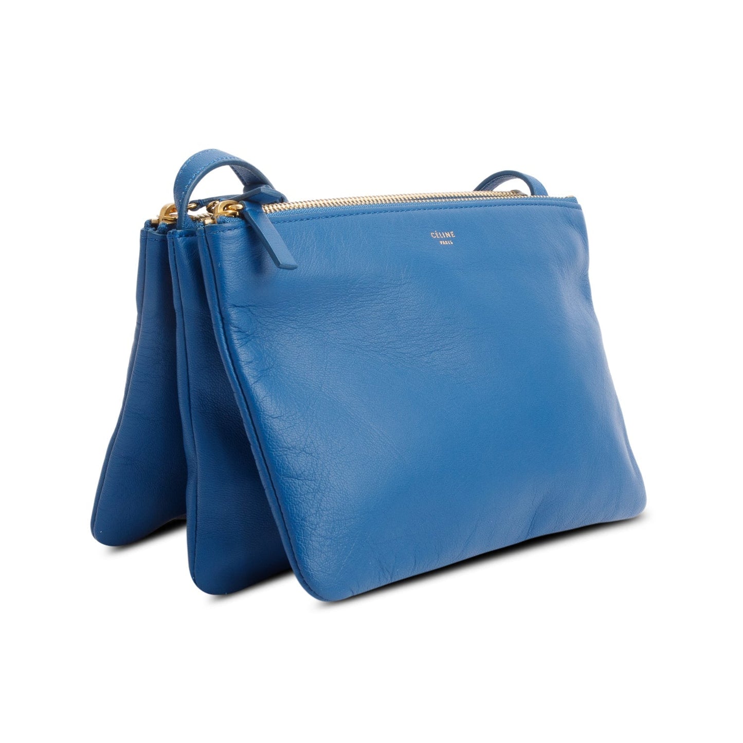 Celine Blue Lambskin Small Trio Crossbody Bag