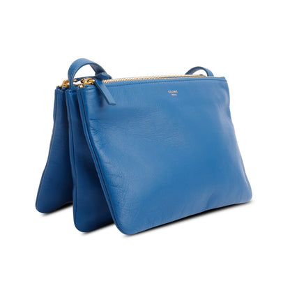 Celine Blue Lambskin Small Trio Crossbody Bag