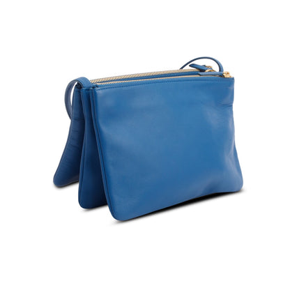 Celine Blue Lambskin Small Trio Crossbody Bag
