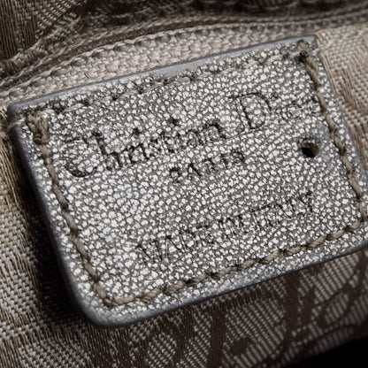 Christian Dior Silver Cannage Quilted Leather Drawstring Tote Bag