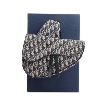 Christian Dior 2022 Navy Oblique Canvas Jacquard Saddle Bag