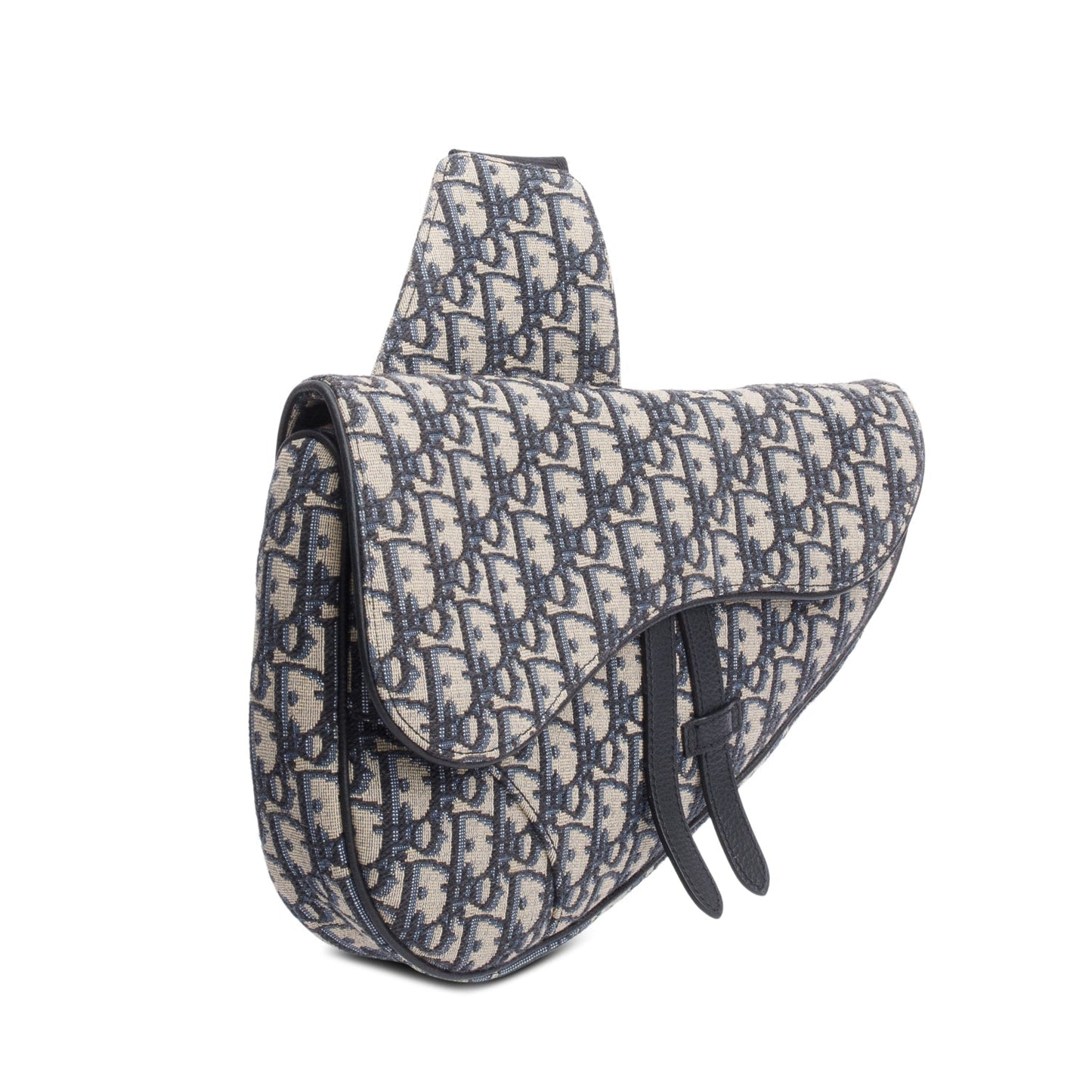 Christian Dior 2022 Navy Oblique Canvas Jacquard Saddle Bag