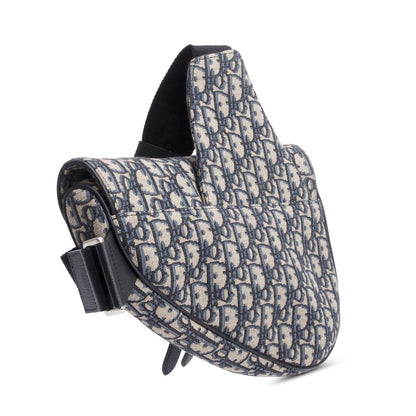 Christian Dior 2022 Navy Oblique Canvas Jacquard Saddle Bag