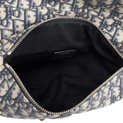 Christian Dior 2022 Navy Oblique Canvas Jacquard Saddle Bag