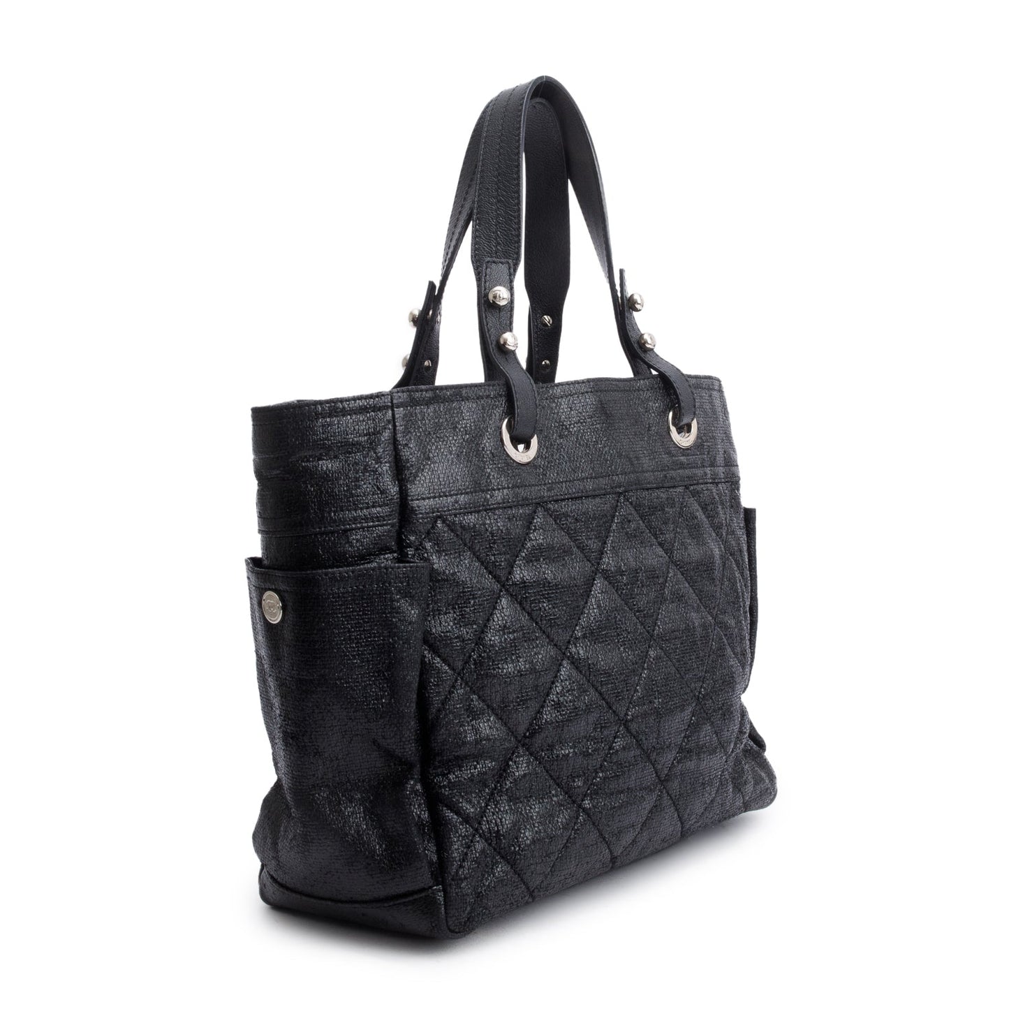 Chanel Black Quilted Coated Canvas Large Paris Biarritz Tote
