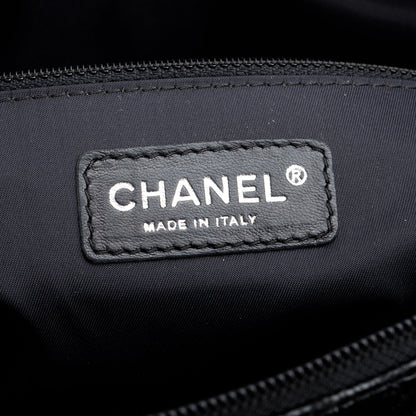 Chanel Black Quilted Coated Canvas Large Paris Biarritz Tote