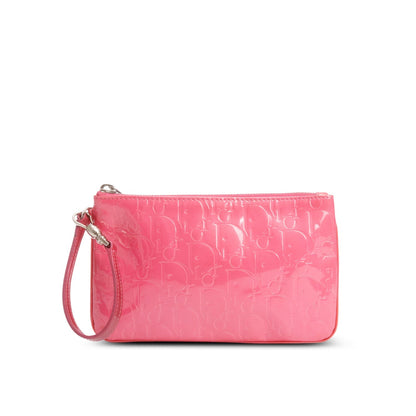 Christian Dior Pink Patent Leather Diorissimo Oblique Wristlet