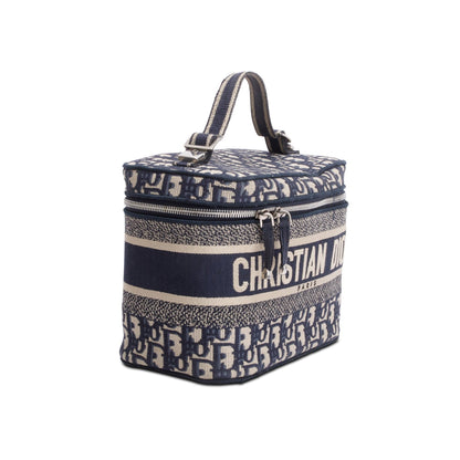 Christian Dior 2020 Navy Oblique Embroidered DiorTravel Vanity Case