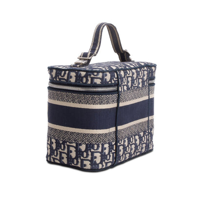 Christian Dior 2020 Navy Oblique Embroidered DiorTravel Vanity Case