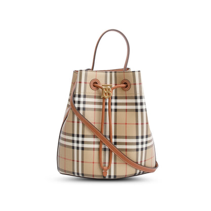 Burberry Check Coated Canvas Small TB Bucket Bag