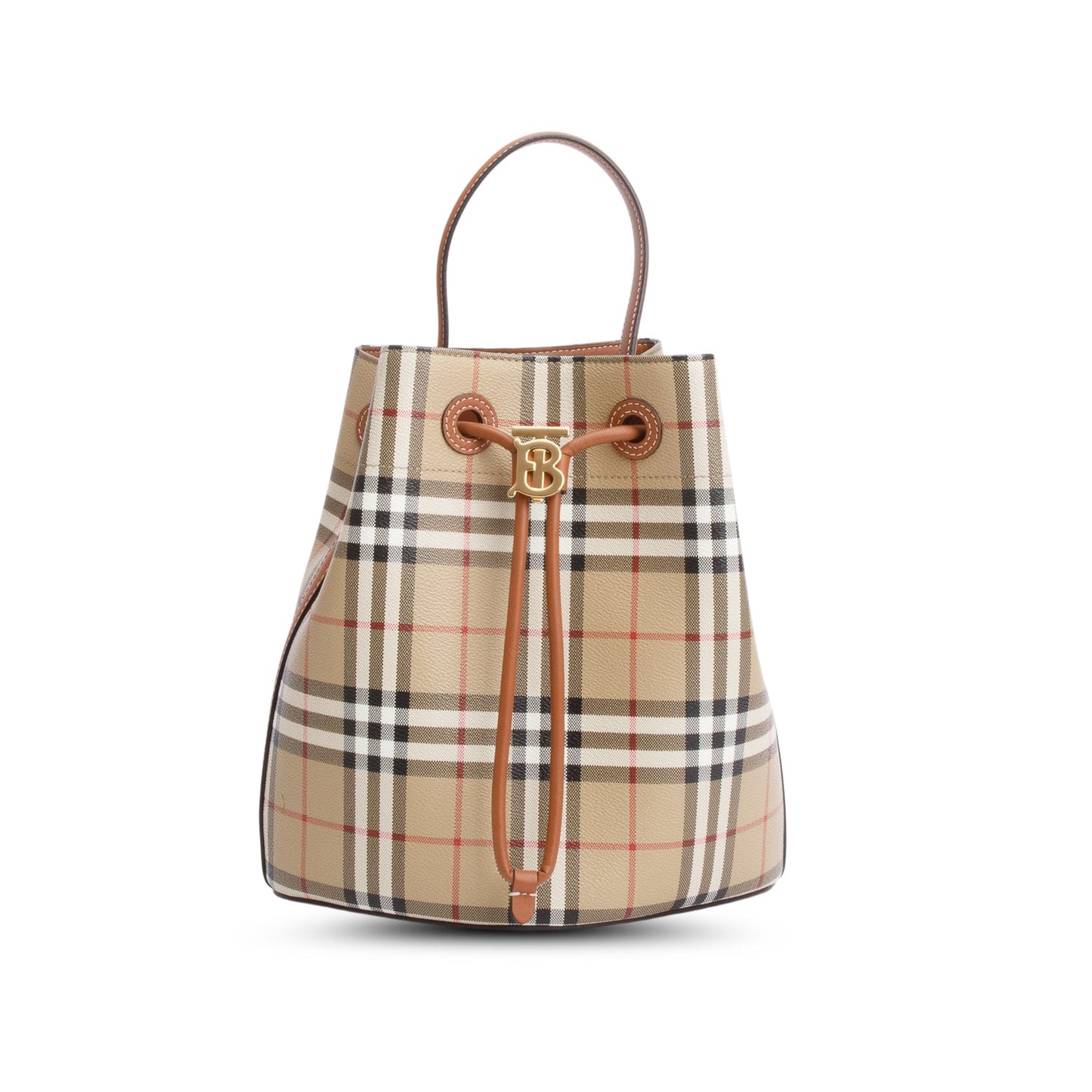 Burberry Check Coated Canvas Small TB Bucket Bag