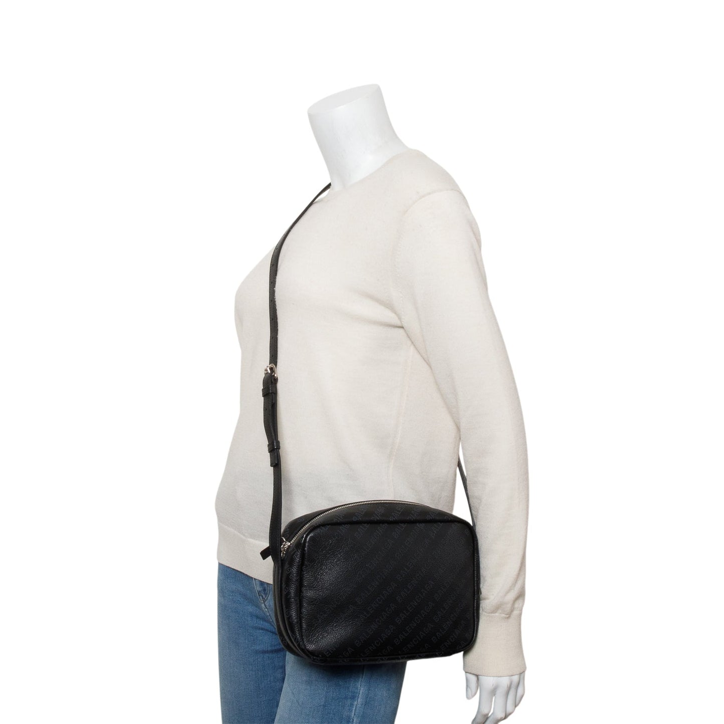 Balenciaga Black Leather Logo Everyday Small Camera Bag