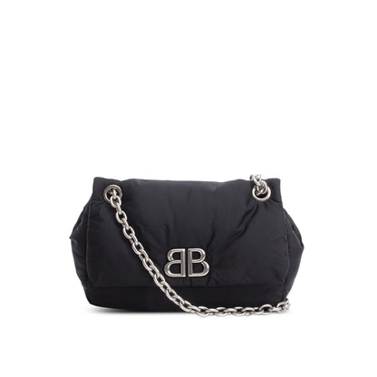 Balenciaga Black Nylon Mini Monaco BB Shoulder Bag