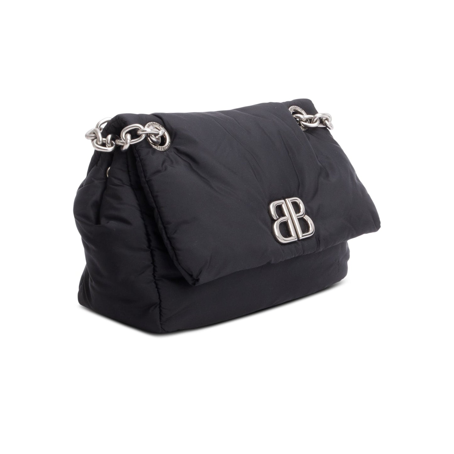 Balenciaga Black Nylon Mini Monaco BB Shoulder Bag