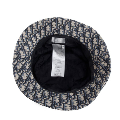 Christian Dior Navy Oblique Buckle Bucket Hat, Size M