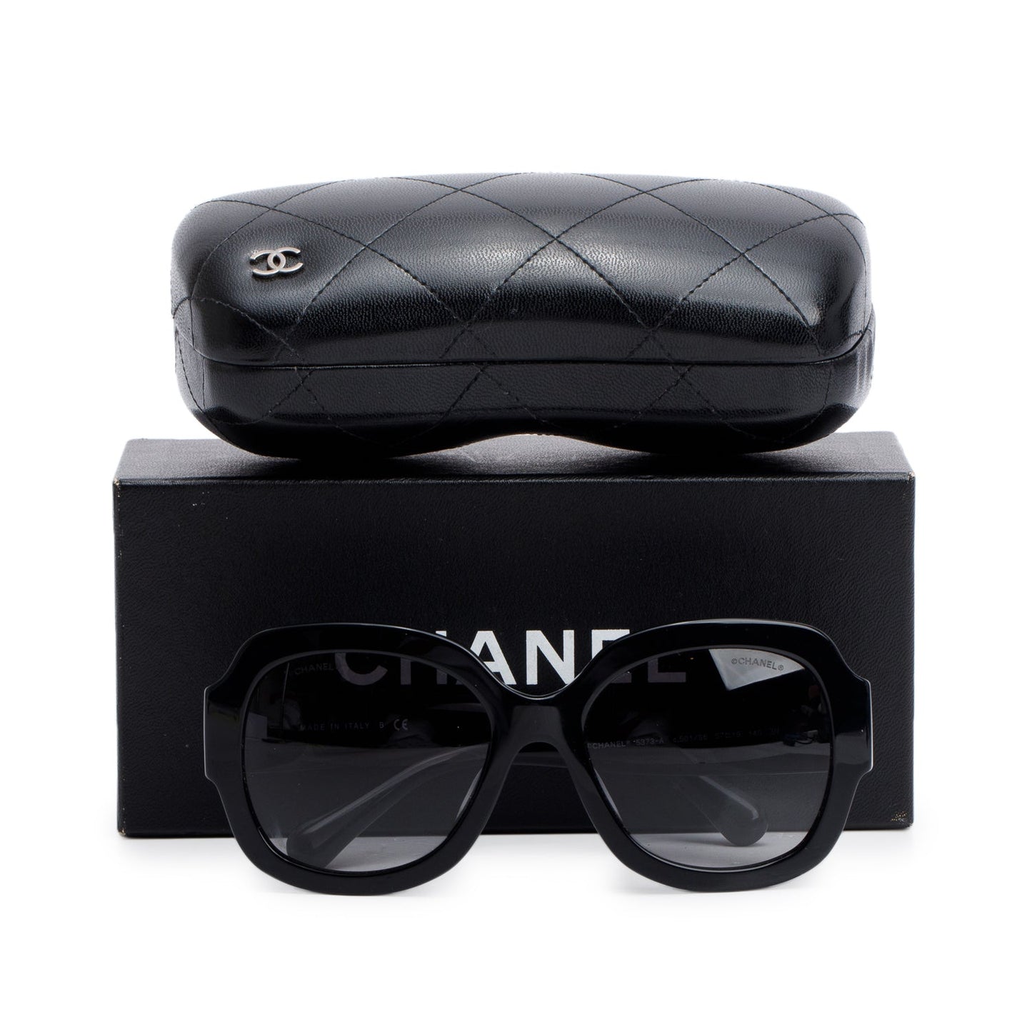 Chanel 5373A Black Acetate CC Oversized Sunglasses