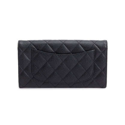 Chanel Black Caviar Leather Classic Long Flap Wallet