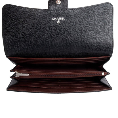 Chanel Black Caviar Leather Classic Long Flap Wallet
