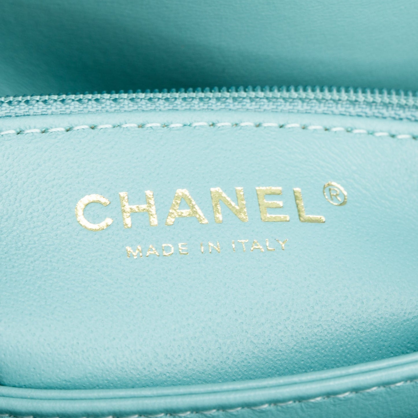 Chanel 2021 Teal Lambskin Quilted Small Trendy Top Handle Bag