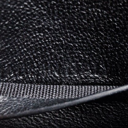 Balenciaga Black Shiny Calfskin Croc Embossed Hourglass Wallet on Chain