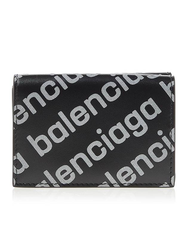 Luxury Balenciaga Trending 2025 All-Over Logo Tri-Fold Half Wallet Black